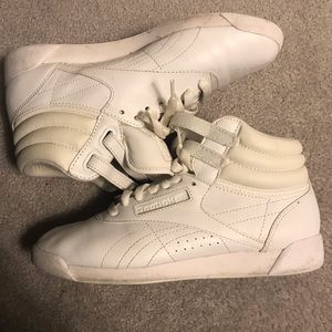 White Classic Reebok with the straps